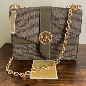 NWT MSRP$ 398 Michael Kors Olive Greenwich Small Crossbody Bag
